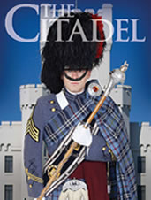 Citadel band leader in full tartan uniform